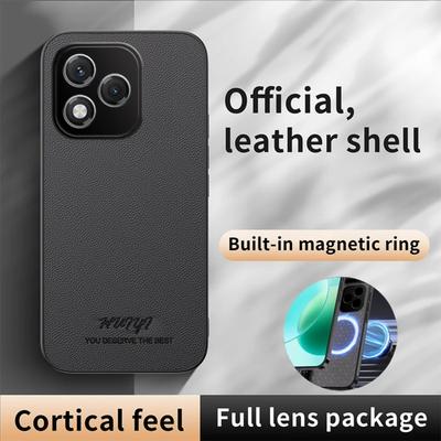 Kožené pouzdro pro Huawei Honor 400 Lite 5G Magnetický držák do auta Bezdrátové nabíjení Silikonový kryt na telefon Honor400Lite ABR-NX1 ABR-N31C1
