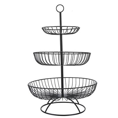 Haushalt Wohnzimmer Moderne 3-Tier Obst Teller Platte Lagerung Korb Tablett TablewareBlack