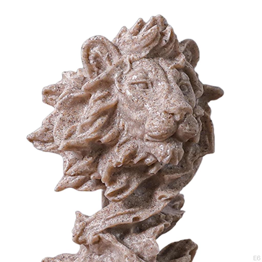 Head Statue, Hand Carved Animal Sculpture, Resin Tabletop Ornament, Decorative Art Figurine for Home