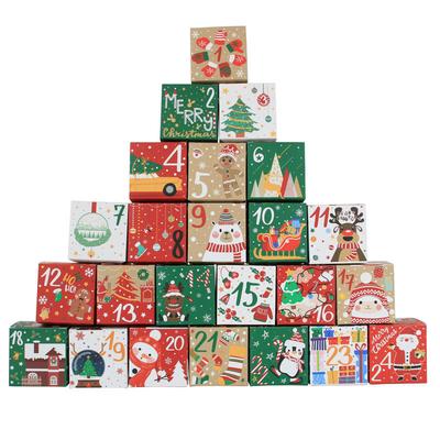 24 Pcs DIY Christmas Advent Calendar Boxes Cute Xmas Number Xmas Party Present Boxes for Adults And Kids