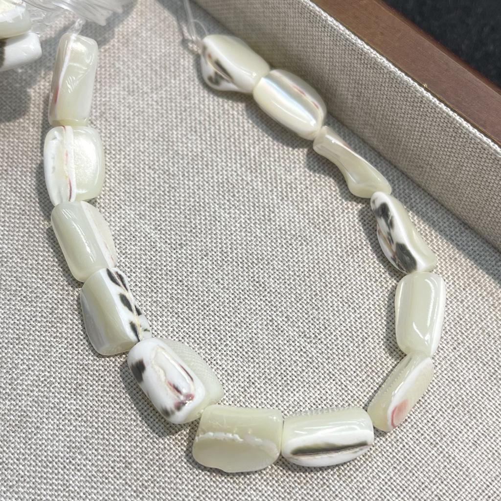 5String, White Natural Freshwater Shell Beads, 12×20-13×22mm, Handmade Horseshoe Irregular Shell Beads for DIY Jewelry Making 18cm