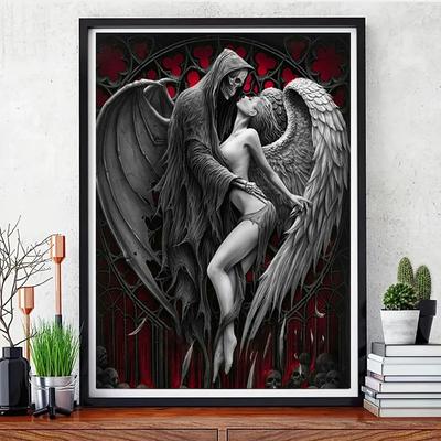 5D DIY Diamond Painting Dark Skeleton Angel Couple Mosaic Embroidery Art Diamond Embroidery Gift