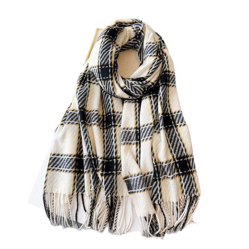 Scarf scarf unisex autumn and winter plaid fringed commuting imitation cashmere warm shawl Korean version fashionable and simple