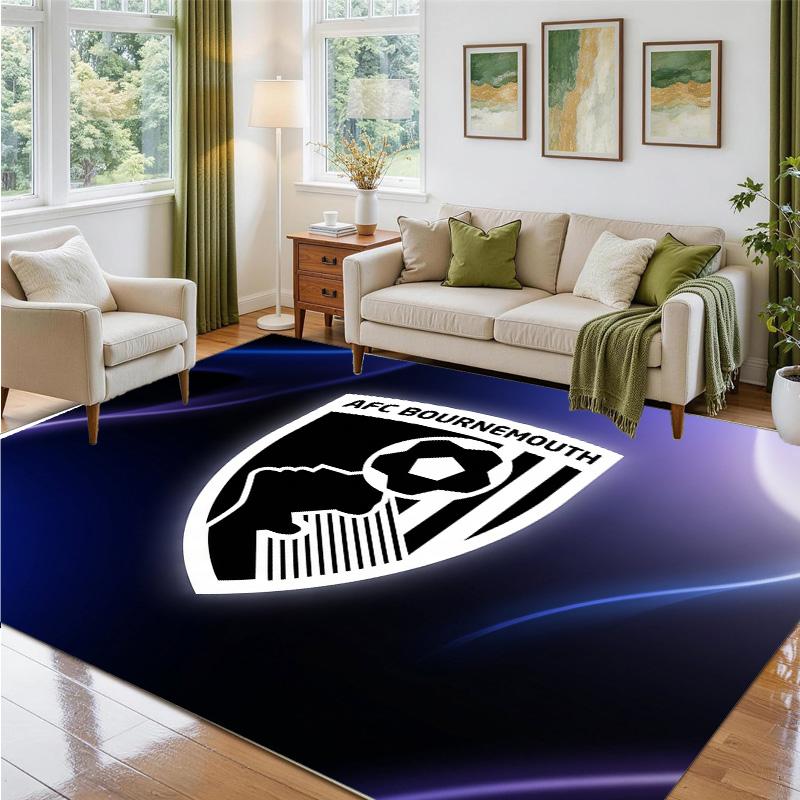 Bournemouth Football Design Crystal Velvet Rug Soft Decorative Mat for Bedroom Entrance