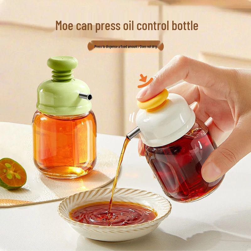 Mengke Multi-Functional Press-Type Oil & Seasoning Bottle White