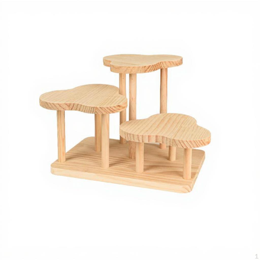 Wooden Display Stand, Tiered Organizer Shelf, Countertop Dessert Riser, Multipurpose Storage for