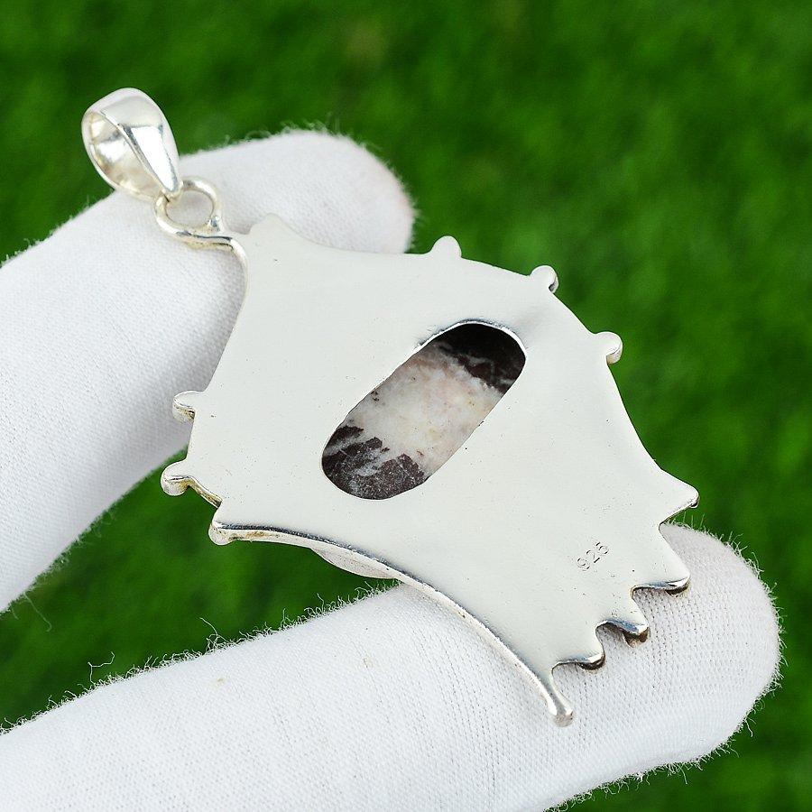 Oval Coconut Jasper Gemstone Bezel Art Deco Pendant Jewelry 925 Sterling Silver