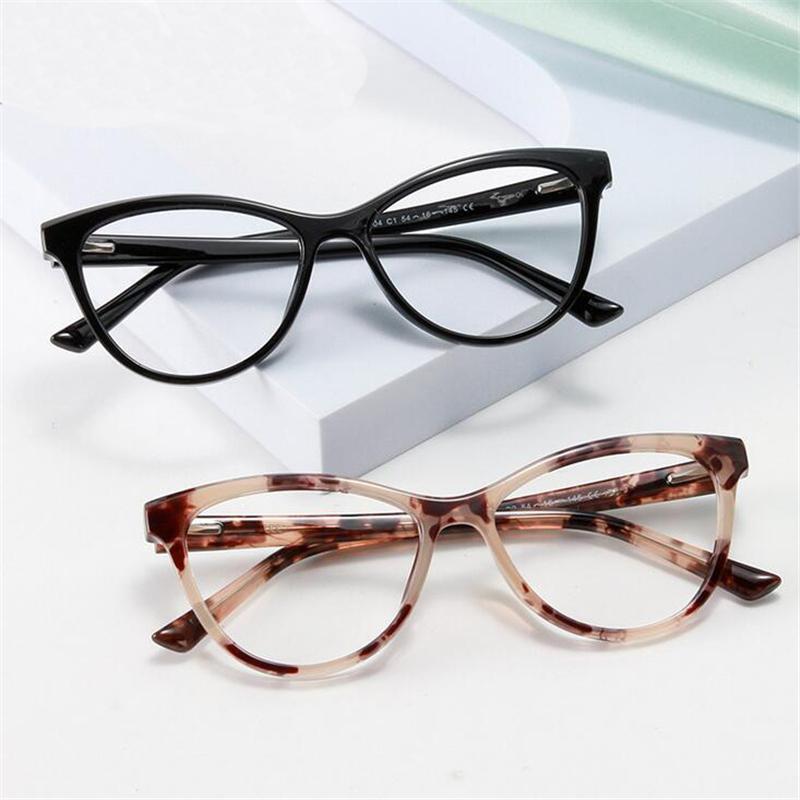 Blaulichtfilter Transparenter Grauer Rahmen Cat-Eye Dioptrienbrille Damen Kurzsichtigkeit Gläser Rezeptbrille 0 -0.5 -0.75 Bis -6