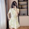 Modern Chinese Two-Piece Set: Cheongsam Dress and Shorts with Frog Button