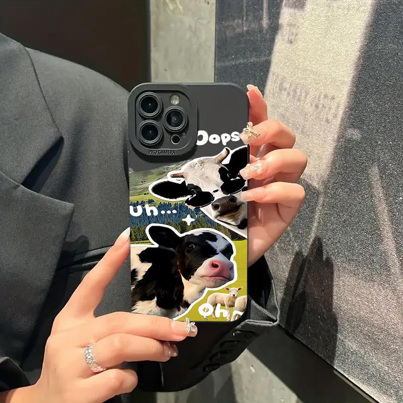 Korean Cute Collage Sunglasses Cow Silicone Phone Case For iPhone 16 15 14 Plus 13 Pro Max 12 11 X XS XR 7 8 Plus SE  Cover