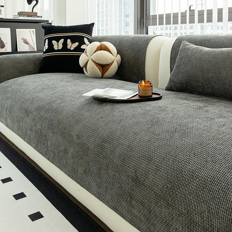 

Нескользящий хлопково-льняной чехол для дивана однотонный универсальный чехол для дивана подушка сиденья четыре сезона универсальный диван специальный чехол полотенце 45x45cm pillowcase темно-серого