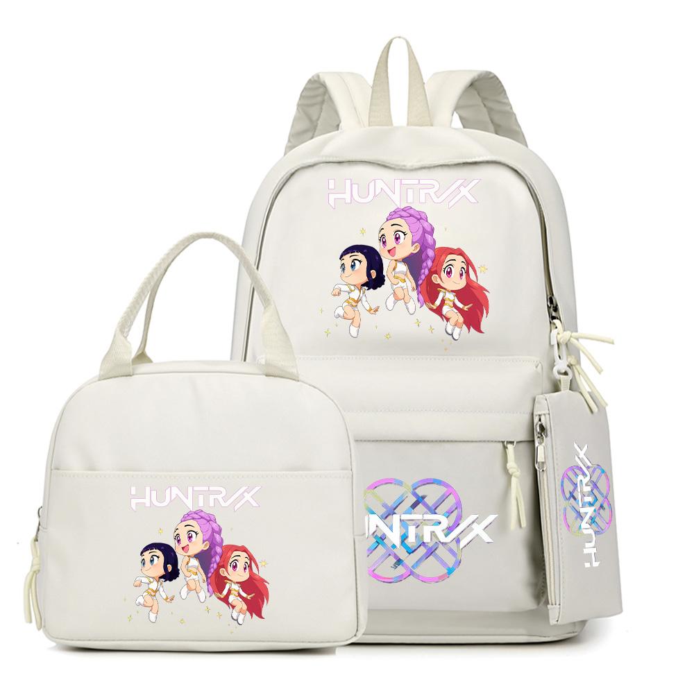 4Pcs/set Anime K-Pop Demon Hunters Printed Backpack with Handbag Pencil Case for Teenager Student Boy Girl Schoolbag Bookbag Large Capacity Travel Bag