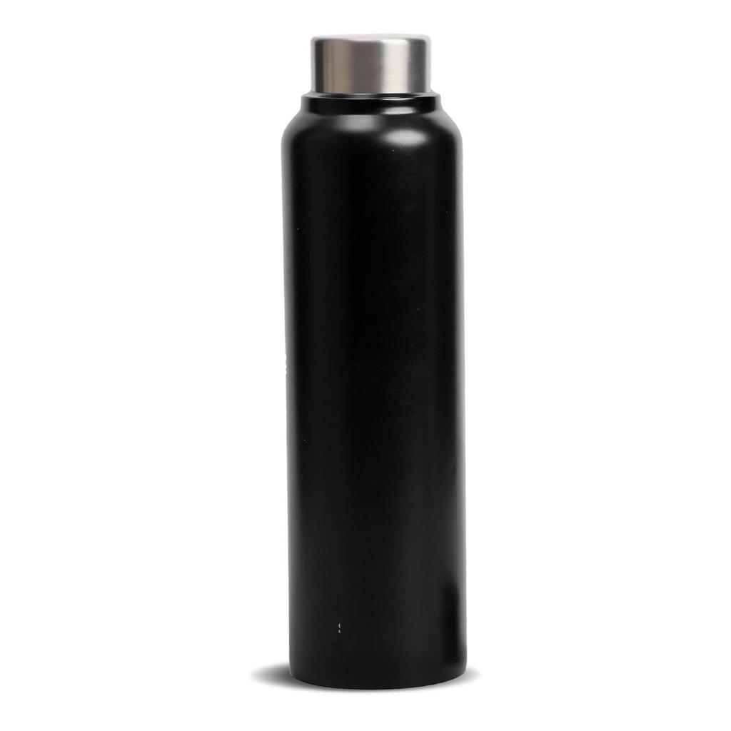 Stainless Steel Water Bottle 1 Ltr For Kids, Boys, Girls, 1 Litre Bottles for Gym, Sports, Fridge Use, School & Office (Steel Cap - Set of 1, Black)