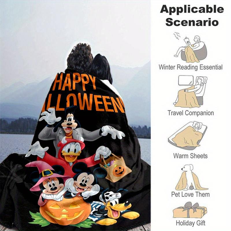 1 szt., Wesołego Halloween! Świętuj z postaciami Disneya na przytulnym kocu dekoracyjnym. Idealny na prezent, flanelowy koc, idealny do sypialni