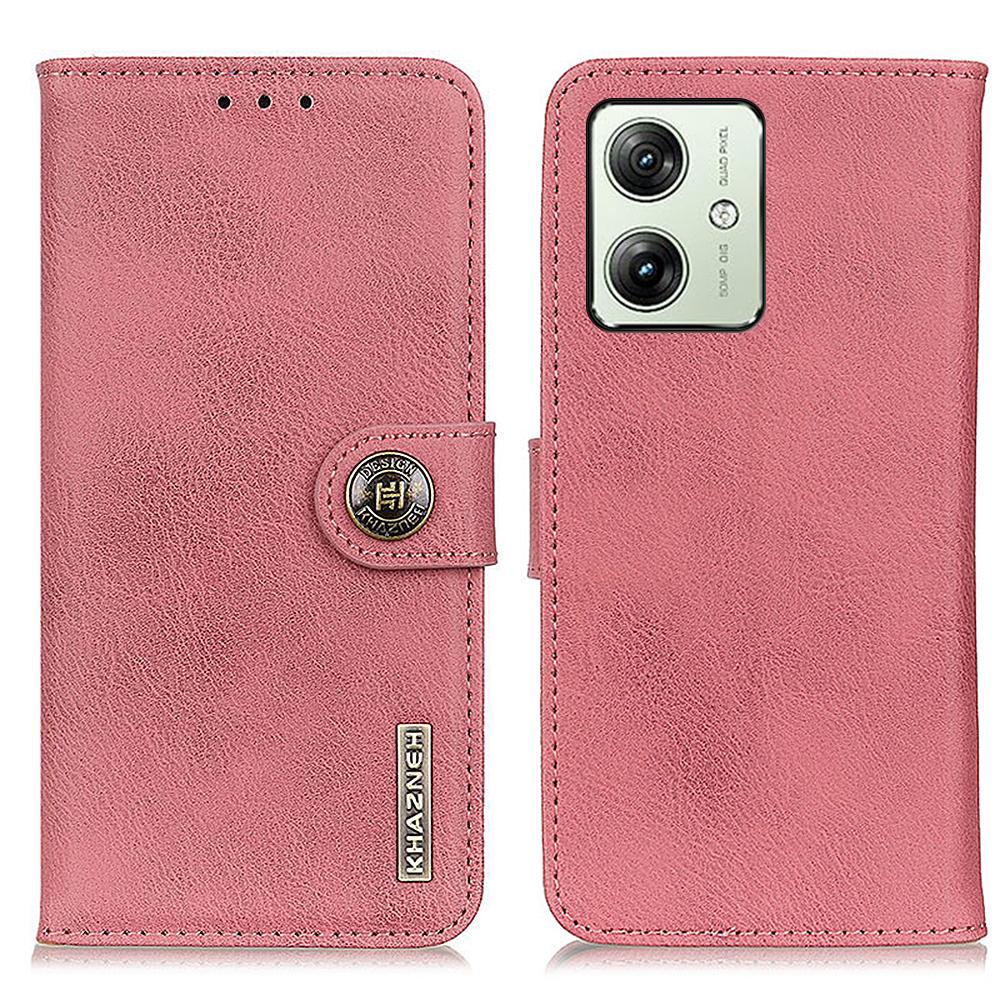 

For Motorola Moto G64 5G Case Cowhide Texture Leather Wallet Stand Cover Pink