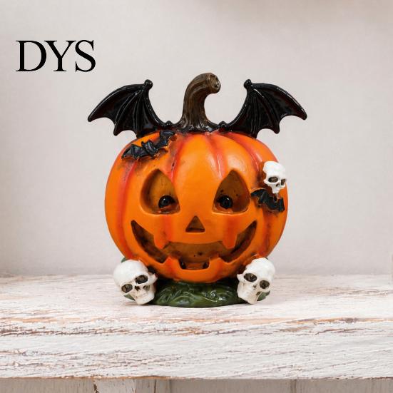 Halloween Table Centerpieces Pumpkin Ghost Bat Skull Figurine, Cute Resin Retro Dark Home Accents Tabletop Ornaments for Party Shelf Mantels