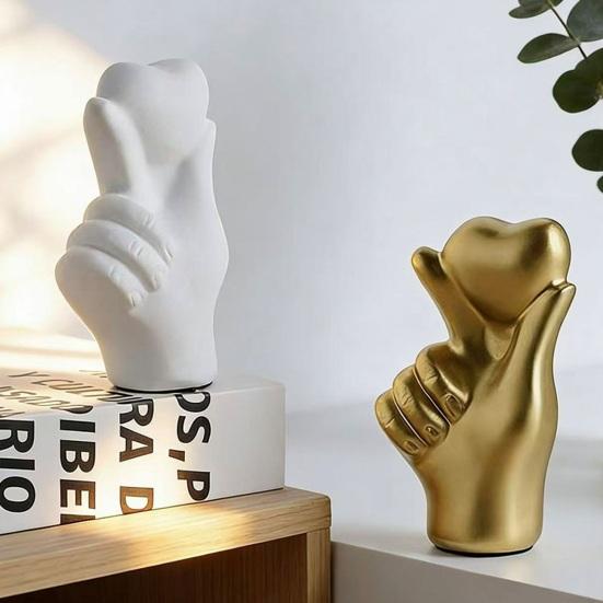 Yousheng Heart Hand Gesture Sculpture Romantic Desktop Love Ornaments for Living Room Home Table Decor Valentine Day Wedding Gifts