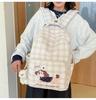 Schoolbag New Large Capacity Plaid Cute Backpack Youth Fashion Student School Bag Going Out Lightweight Cartoon Casual Backpack