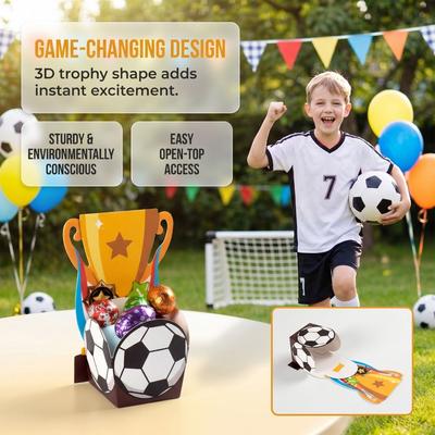 10Pcs/Pack Cartoon Football Candy Box Simple Portable Soccer Party Treat Boxes Gift Packaging Paper Mini Football Gift Box