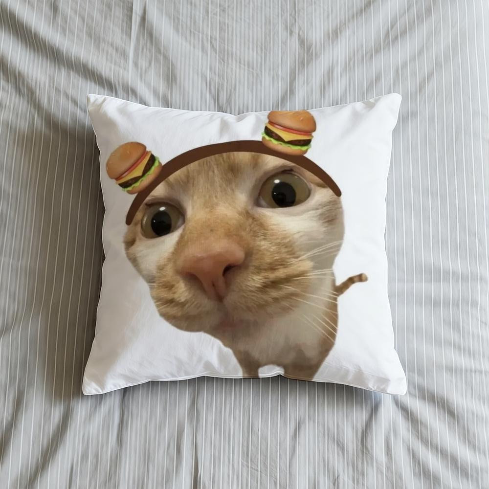 Cat Cushion Cover Soft Case Sofa Living Room Funny Home Comfortable Office Decor Protective Pillow