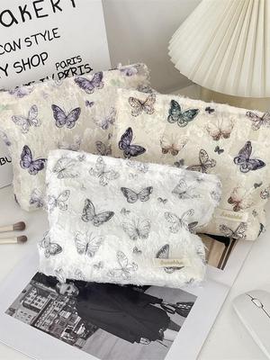 Super Hot Butterfly Cosmetic Bag: Large Capacity Portable Handbag with Stylish Design.
