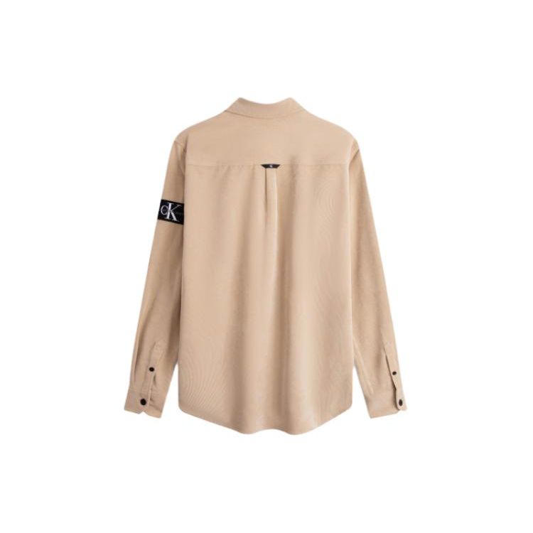 Calvin Klein Embroidered Patch Corduroy Long Sleeve Shirt Men shirts Khaki J324394-PF2