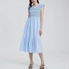 Pastoral 2026 summer embroidery pleated casual round neck high-end medium and long dress