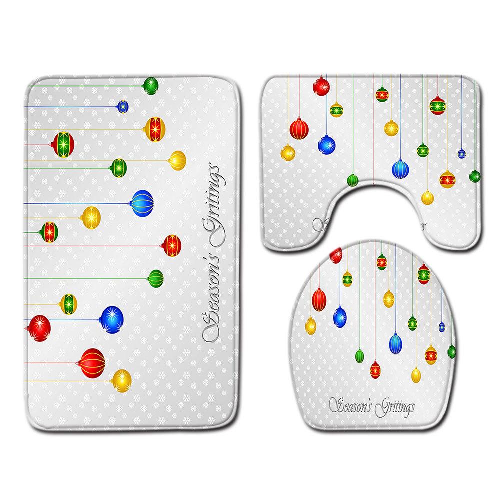 Christmas Bathroom Floor Mat Toilet Three-Piece Set