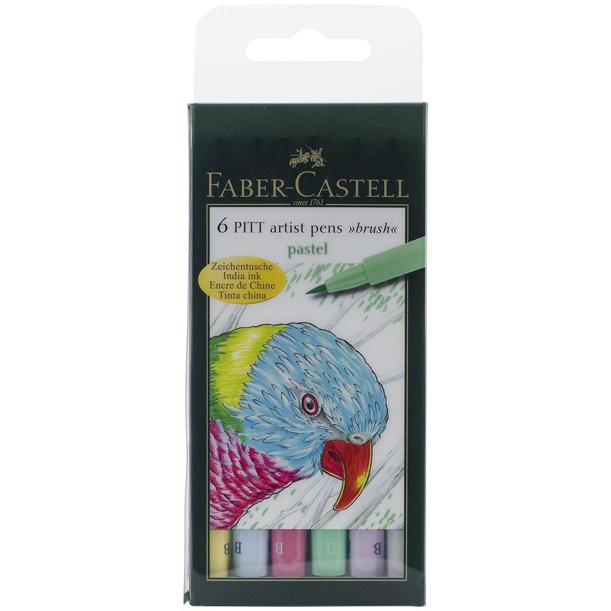 

Pitt Artist Pen Pastel 167163 Faber-Castell Water-Based Markers, Assortment, 6-Color Set,