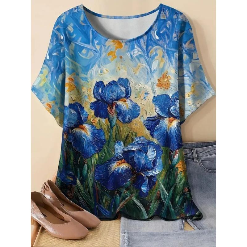 3D-gedrucktes Damen-T-Shirt Sommer Atmungsaktiv Vielseitige Mode-Tops