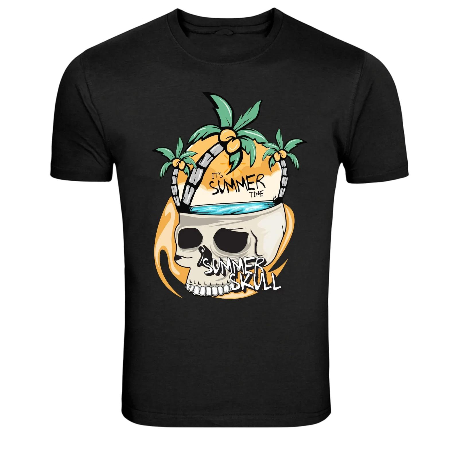Summer Skull Its Summer Time Born To Beach Graphic T Shirt XL