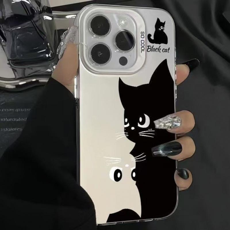Black Cat Applies To 15plus Personality 16promax iPhone Case Iphone14 Hard Case 13pro Creative 12
