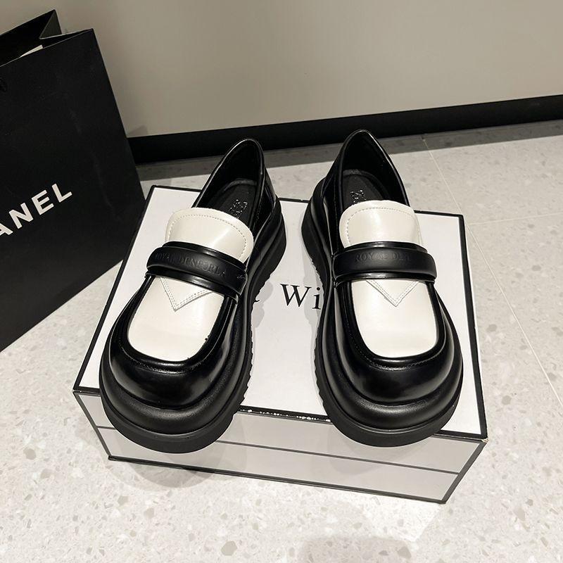 Platform muffin British small leather shoes women's single shoes 2025 spring and autumn new models with small loafers women's