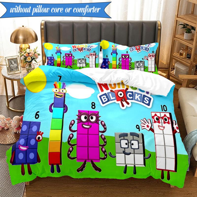 Number-Blocks Abenteuer 3er K-Pop Musikgruppe Bettwäsche-Set, Ideal für Schlafzimmer, Wohnheim, Inklusive Bettbezug und 2 Kissenbezügen, Fan-Geschenke