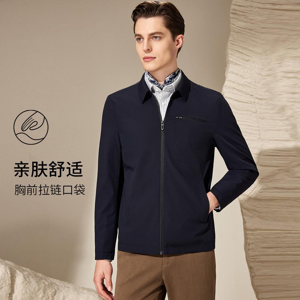 [Simple Business] Spring and Autumn Fashion Easy to Care Jacket Men's Casual Zipper Cardigan Coat