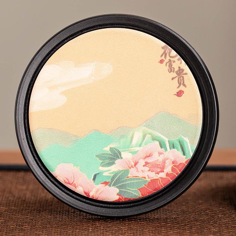 

1pcs Ceramic Coaster Water Absorbing Quick Drying Circular Cup Holder Chinese Style Household Small Tray Tea Set Accessories