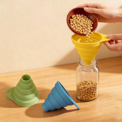 2Pcs Foldable Silicone Funnel, Collapsible Wide Mouth Kitchen Funnel for Oil Liquid, Food Grade Space Saving Funnel