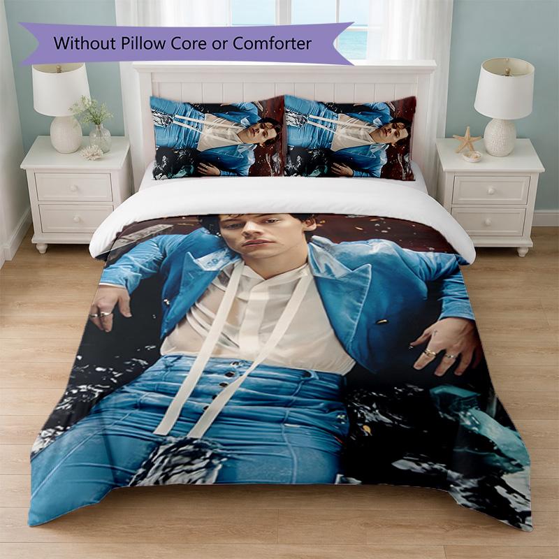 Set Copripiumino 3 Pezzi Stampa Harry Styles 1 Copripiumino e 2 Federe Biancheria da Letto Morbida per Camera da Letto Domestica