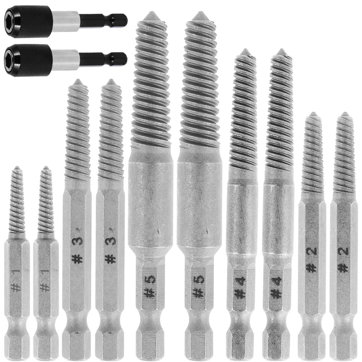 

12Pcs Alloy Damaged Bolt Extractor Kit 1/4 Hex Shank Stripped and Rusty Screws Removal Tool for Broken-Head Screws Mens Gifts