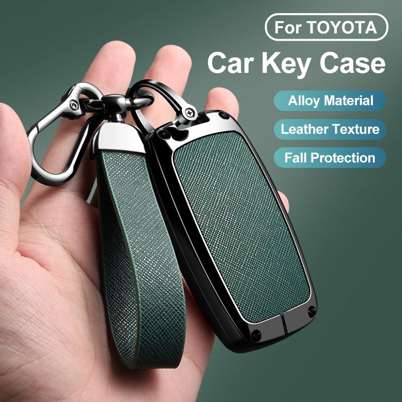 Zinc Alloy Leather Car Remote Key Case Cover Shell for Toyota Yaris Ativ Raize Veloz Avanza Rush Auto Keychain Accessories