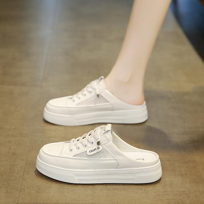 Lazy Bag Head Half Slippers Women's New Models In 2025 Summer Wear Heelless Breathable Shoes Versatile Half Tray Women's Shoes