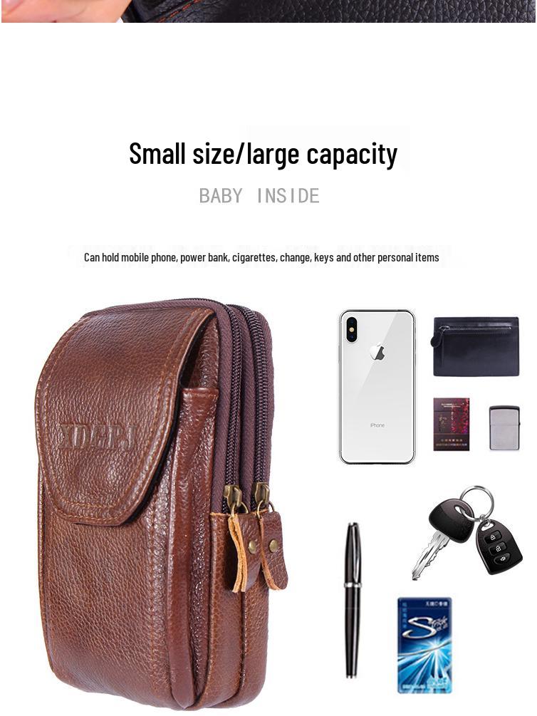 Multifunktionale Crossbody- und Hüfttasche für Herren - Handy- und Münzhalter aus Rindsleder