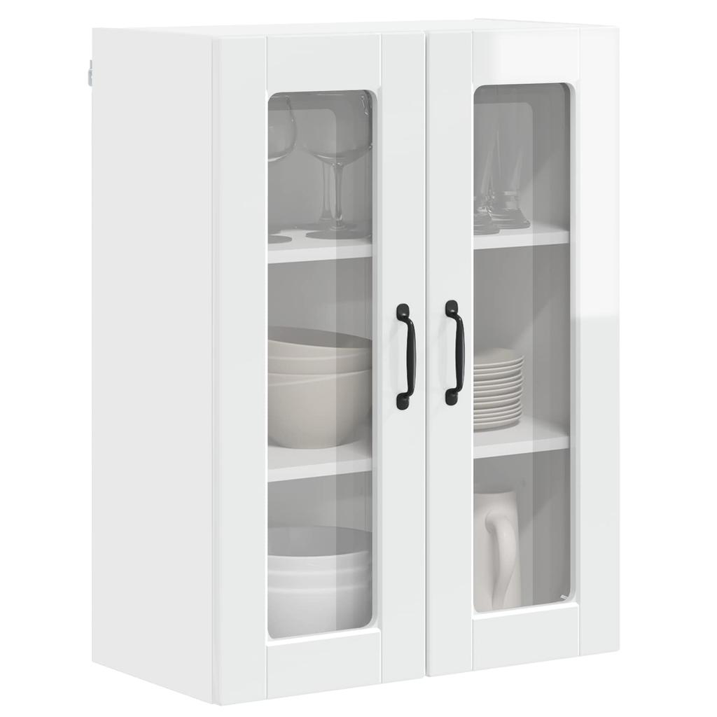 Porto Wall Mounted Glass Cabinet High Gloss White 60 x 31 x 80 cm