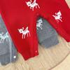 Knitted Jacquard Deer Baby Romper for Autumn & Spring - Unisex First Birthday Outfit