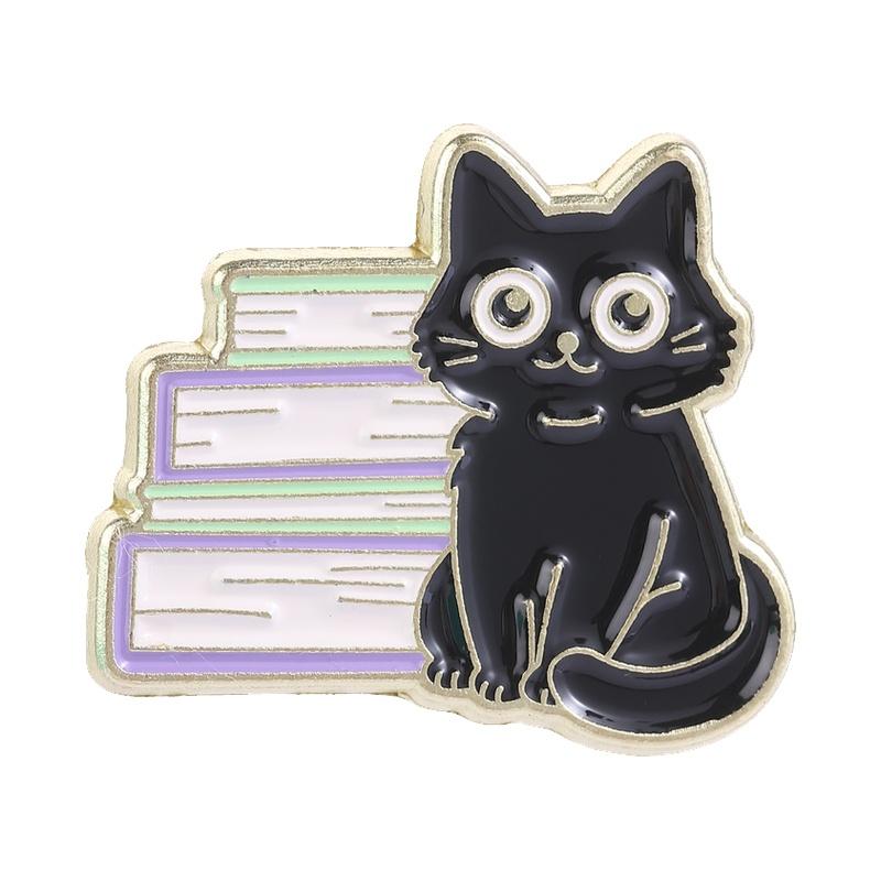 I Read Banned Books Enamel Pins The Introvert Tarot Cards Floral Books Black Cat Book Lover Brooches Lapel Badge Jewelry Gifts
