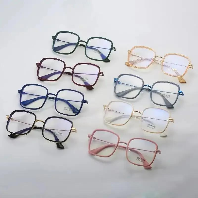 Large Square Frames Woman Spectacles Girl Fashion Transparent Blue-Ray Blocking Spectacles Anti-blue Light PC Eyeglasses