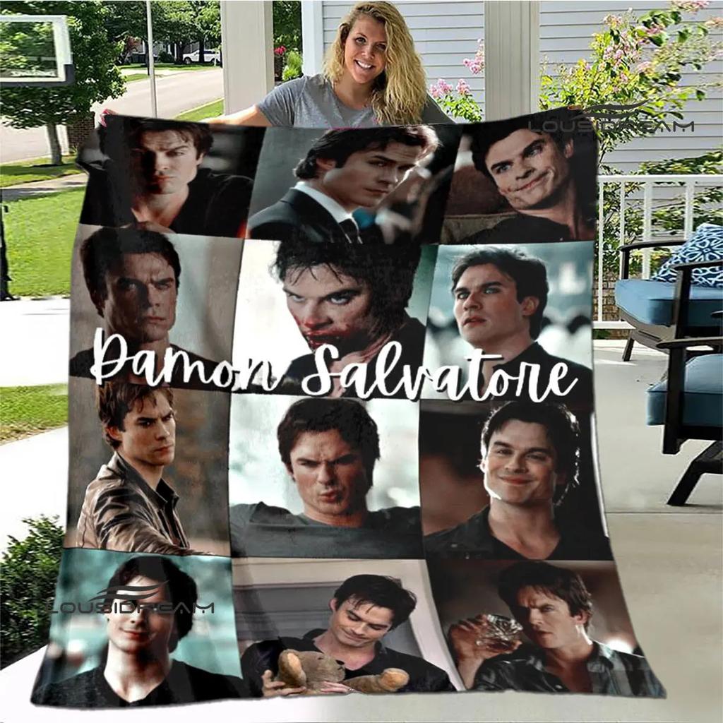 The Vampire Diaries Damon Salvatore Decken warme Flanelldecken Picknickdecke Heimreise Decke Bettwäsche Geburtstagsgeschenk