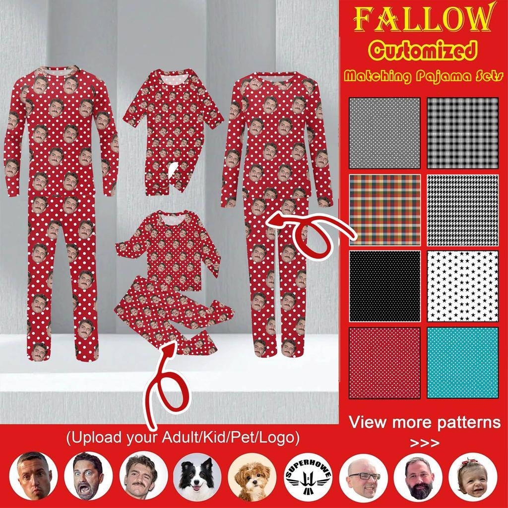Custom Family Matching Pajama Sets Personalized Faces Funny Sleepwear For Men, Women, Kids, Baby