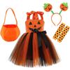 Dívčí Halloweenské Šaty Dětský Dýňový Kostým Párty Šaty s Sáčkem na Cukroví pro
