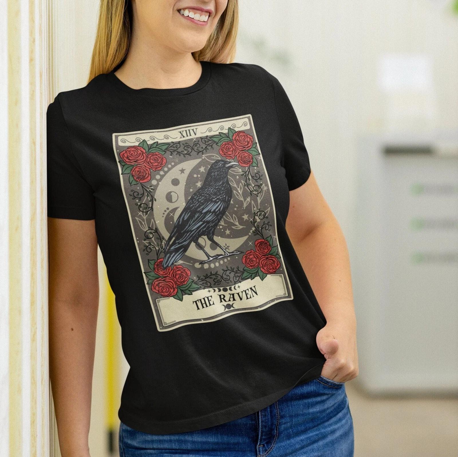 Raven Tarot Card Shirt, Bird Lover L